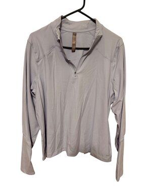 Mondetta Athletic Top Light Blue Ribbed 1/4 Zip Side Pocket Womans XXL